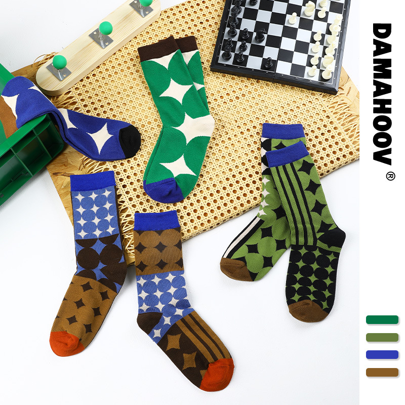 DAMAHOOV原创春夏新品双子星之诗系列潮流个性时尚艺术男女中筒袜