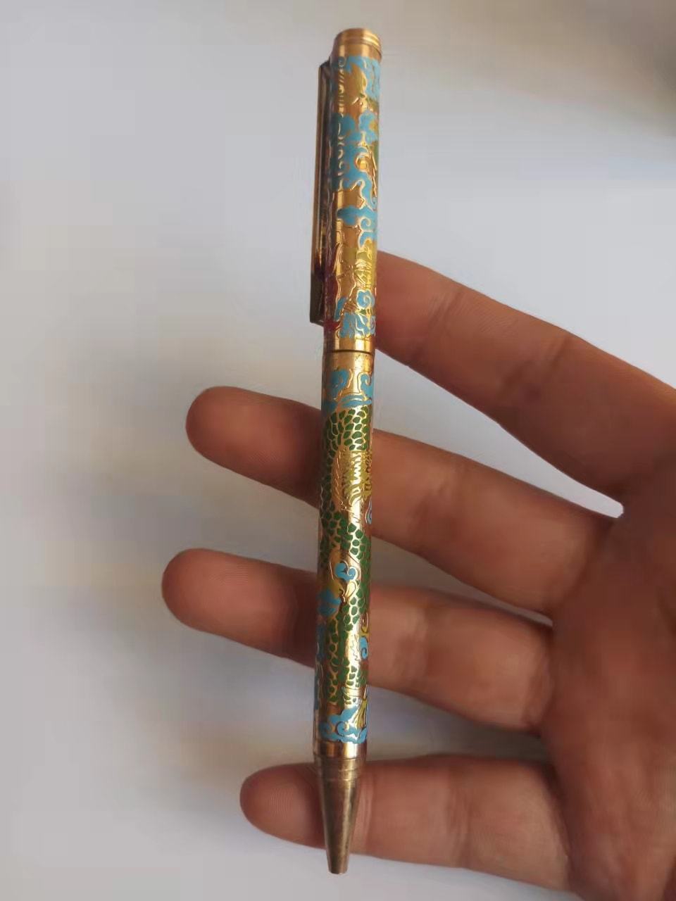 …05c90年代老北京景泰蓝磨光圆珠笔1个库存旧藏文玩艺术收藏