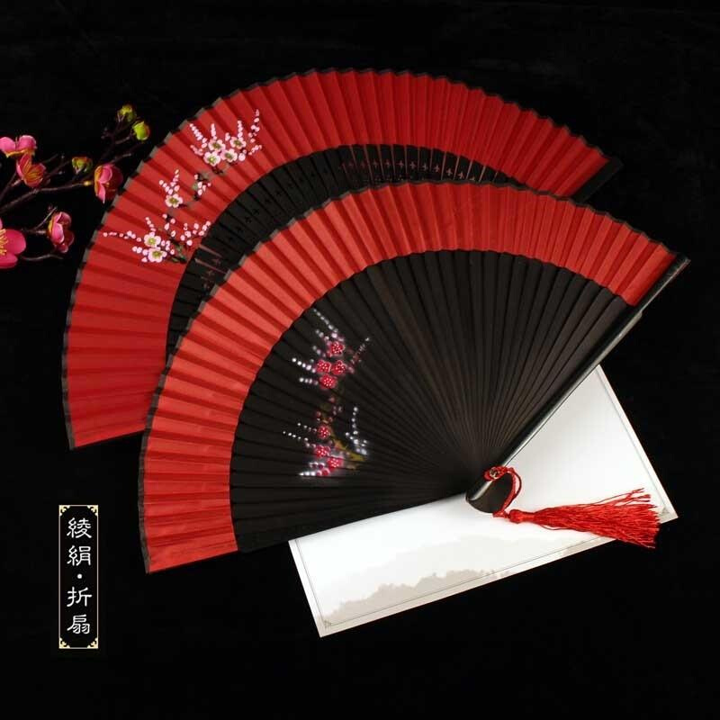 新中式折扇女式古风配旗袍的扇子古代汉服晨袍中国风古典舞舞蹈扇