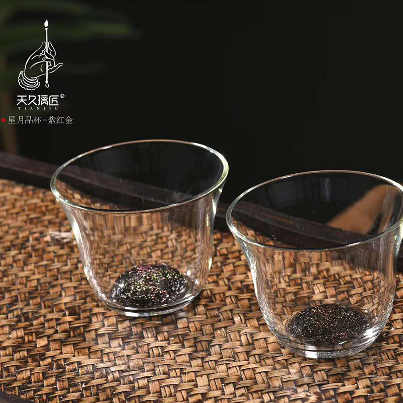 天久璃匠 100ml 星月品茗杯  茶室高硼硅耐高温透明玻璃品茶杯