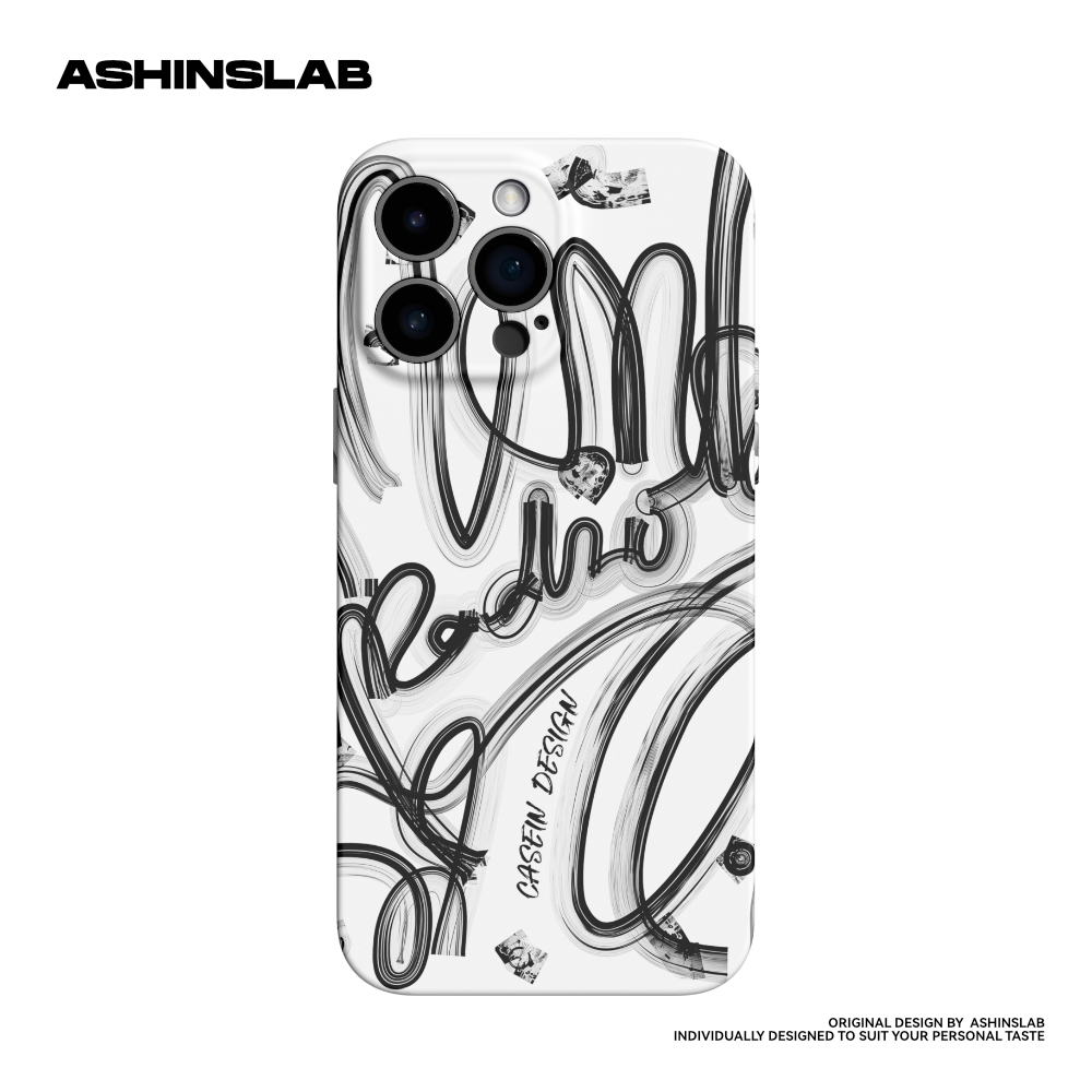 ASHINSLAB原创简约个性抽象艺术涂鸦适用iPhone15ProMax苹果14软壳12新款13潮流创意全包精孔手机壳防摔