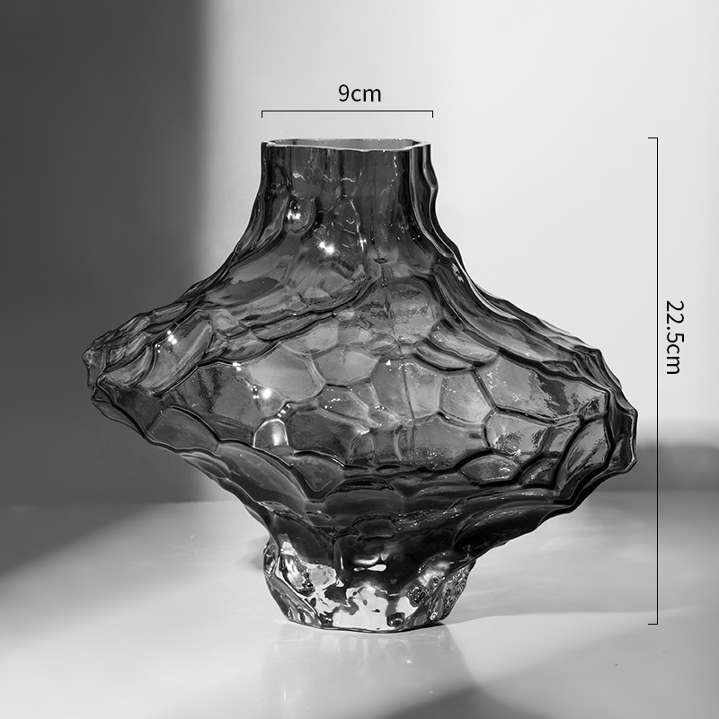新款北欧山谷玻璃花瓶丹麦峡谷客厅透明插花水养轻奢高档创意艺术