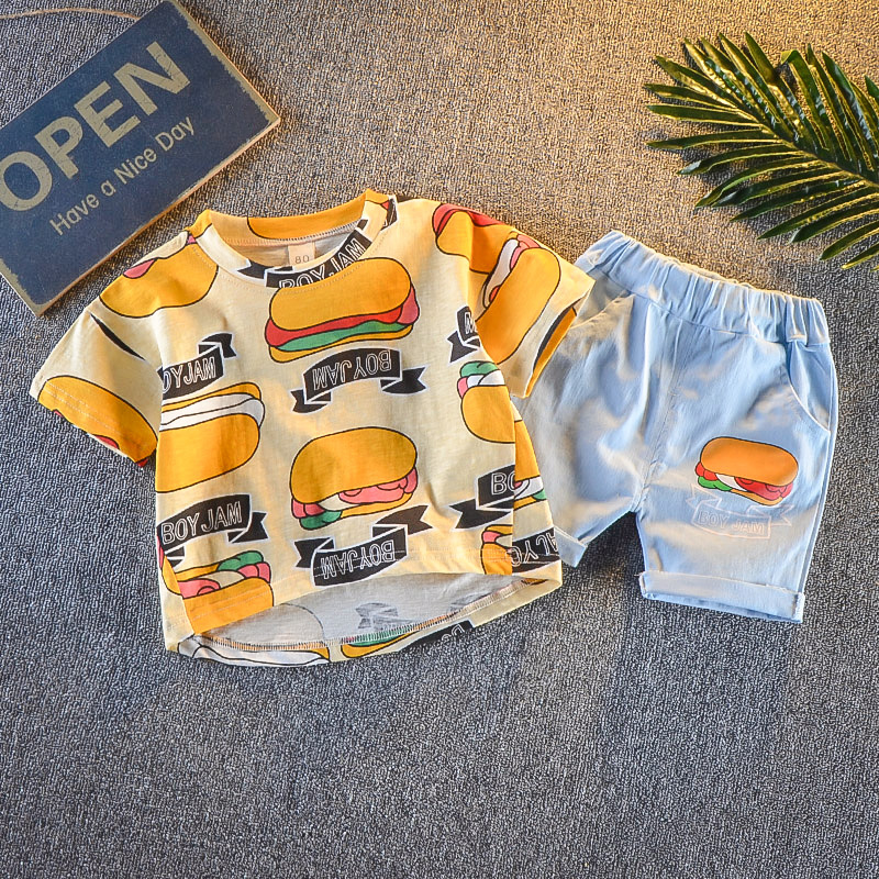 童装男童宝宝夏季短袖套装新款1-2-3-4周岁婴幼儿女童t恤短裤潮