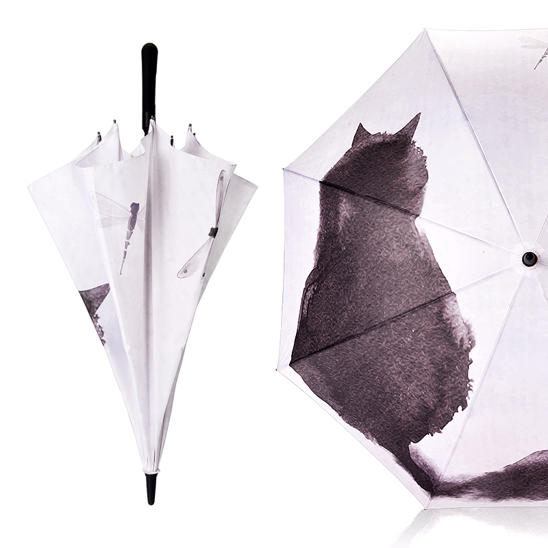 自动长柄伞定制中国复古风个性森系简约直柄晴雨两用双人雨伞订做