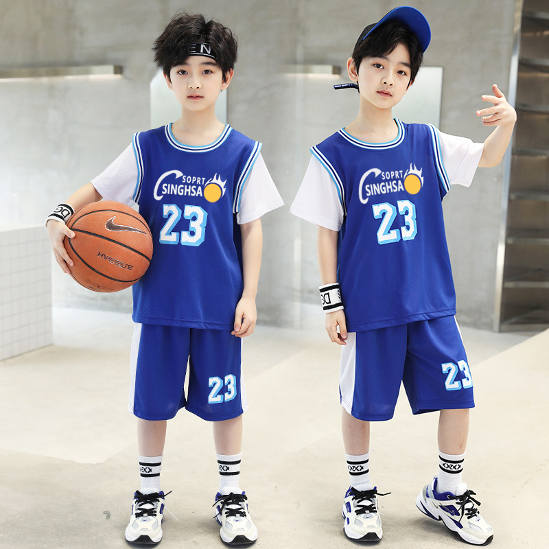男童夏装套装2024新款男孩夏季速干篮球服运动球衣洋气儿童夏款潮