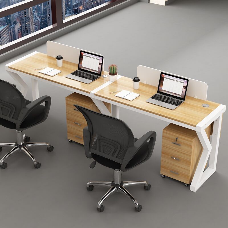 职员办公桌并排单人2人3人多人位单排横排屏风电脑工作桌带挡板