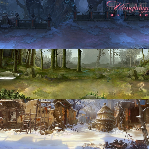 游戏原画素材 古风横版地图 写实场景 战斗背景设定 PSD分层B11