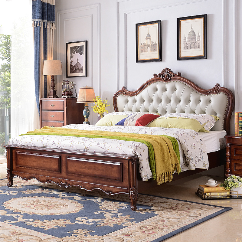 美式实木床1.8米主卧现代简约欧式1.5米高箱储物软包床2m双人大床