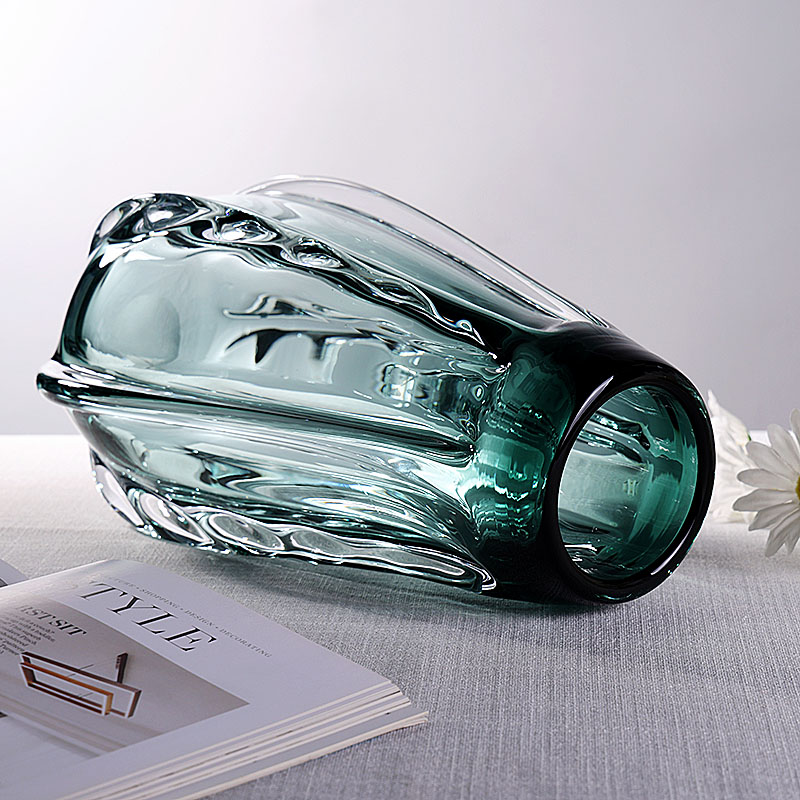 现代艺术玻璃花瓶透明客厅高级感水养鲜花百合插花瓶轻奢装饰摆件