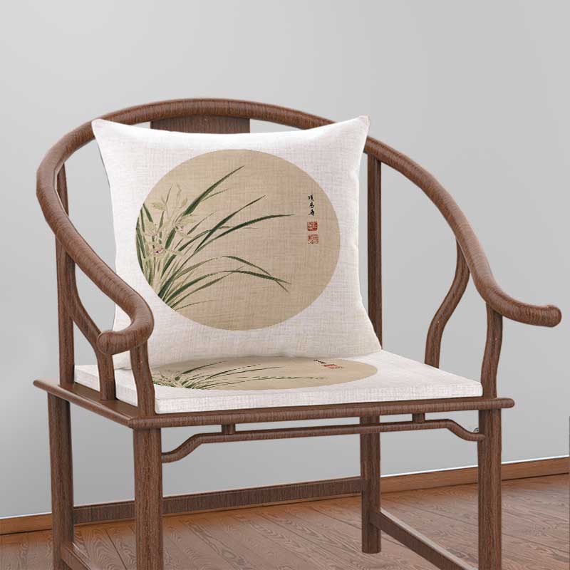 红木沙发现代中式坐垫中国风兰花靠垫椅子垫罗汉床垫圈椅官帽椅垫