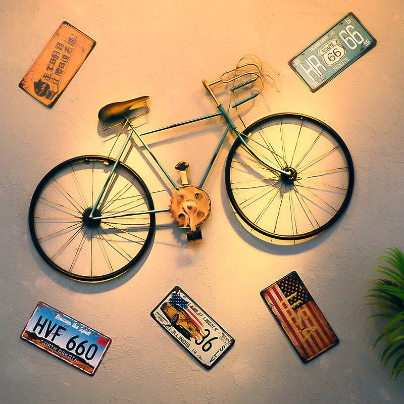 复古工业风铁艺壁挂自行车挂件酒吧烧烤店餐厅墙面创意墙上装饰品