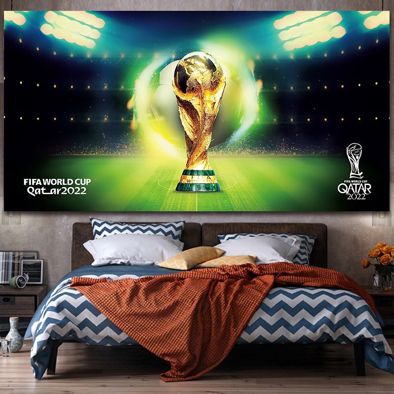 2022卡塔尔世界杯挂布背景布装饰挂画足球球星酒吧彩票店布置门店