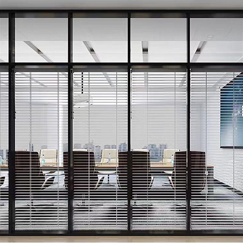 重庆办公室双层钢化玻璃隔断墙铝合金隔音磨砂百叶高隔断隔间定制