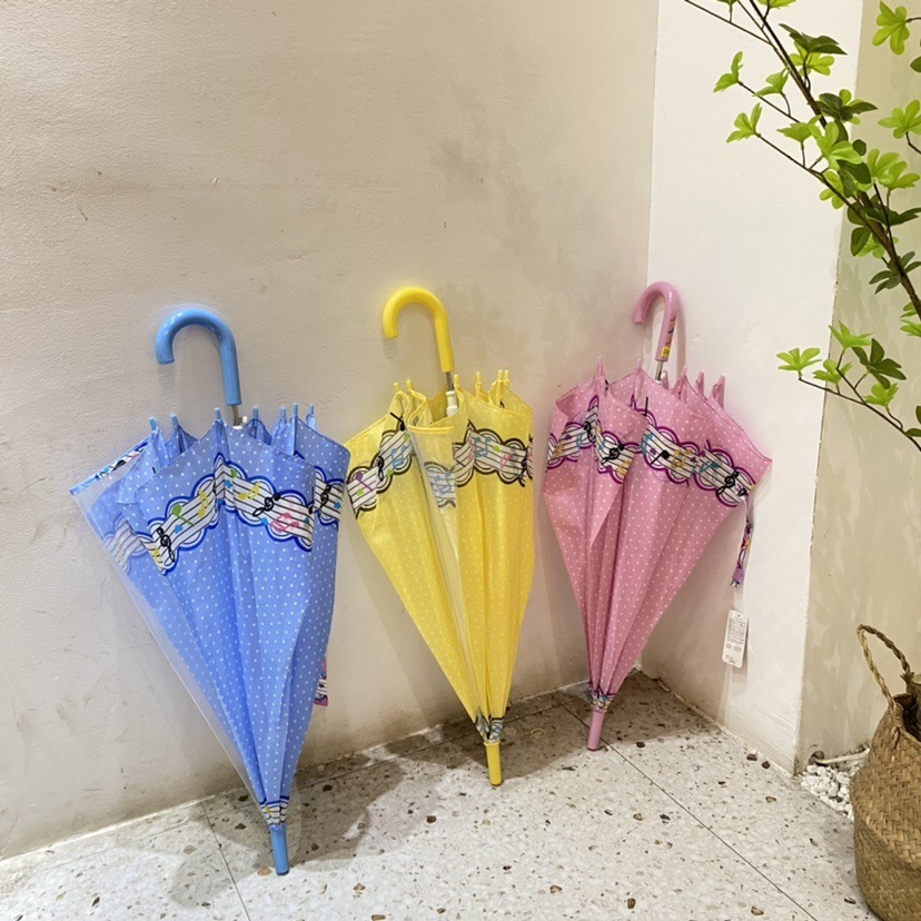 童趣日本圆点音符一面透明伞长柄自动小学生女孩创意儿童雨伞