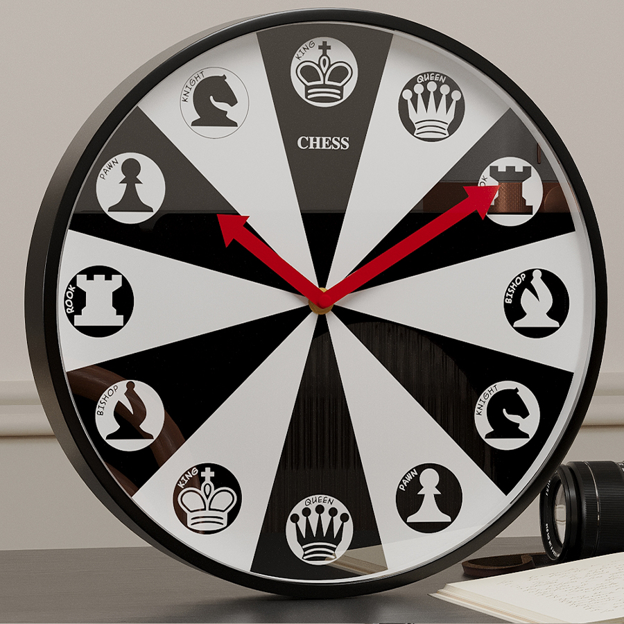 SIKETOP原创国际象棋创意挂钟高端棋社装饰石英钟表象棋爱好时钟