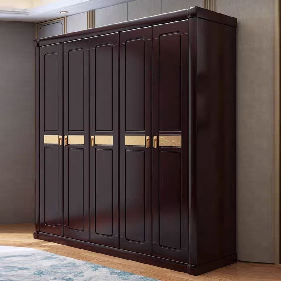 新中式实木衣柜三四五六开门组合大衣橱中国风经济型卧室储物家具
