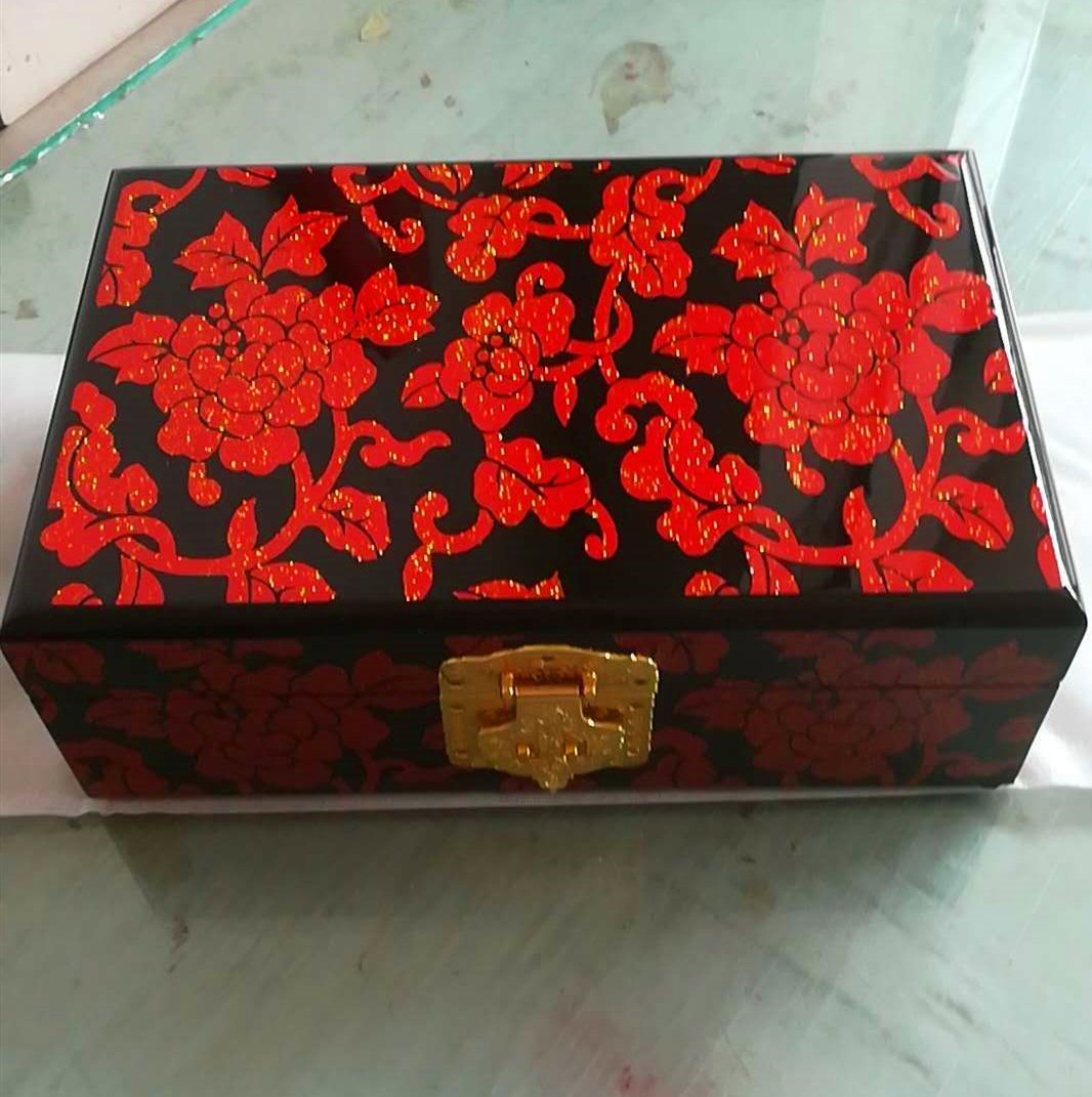 正品首饰盒推光漆器木质复古中式木质实木化妆盒中国风带锁大