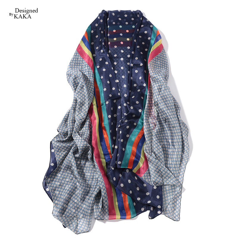 KAKA轻奢特惠  意大利设计师款客供真丝洋纺艺术彩点印花丝巾披肩
