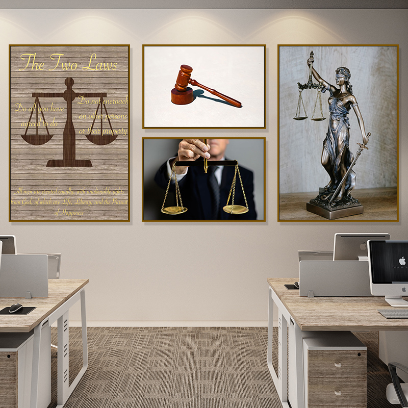 法律挂画律师事务所文化墙司法办公室书房工作室律师楼天秤壁画