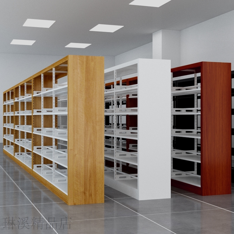图书馆书架钢制书店学校单双面图书架阅览室档案架组合落地图书柜