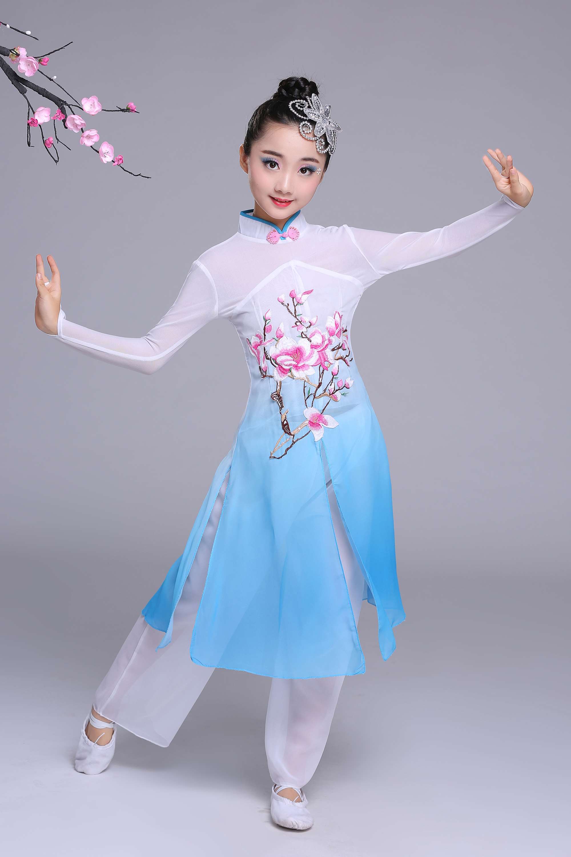 正品六一儿童古典舞演出服女童扇子舞中国风舞蹈服儿童秧歌服表演
