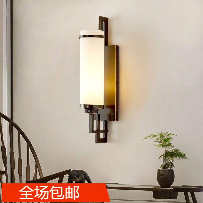 新中式壁灯客厅背景墙灯卧室现代中式床头灯走廊过道中国风影视墙