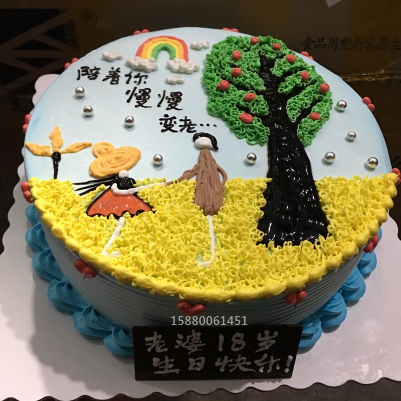 创意卡通艺术定制南充广安成都重庆福州宁波北京生日蛋糕老婆情侣