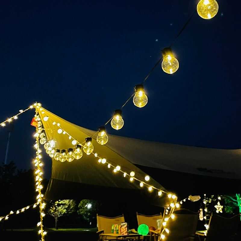 户外露营氛围灯太阳能大圆球灯串led彩灯带天幕帐篷野营装饰串灯