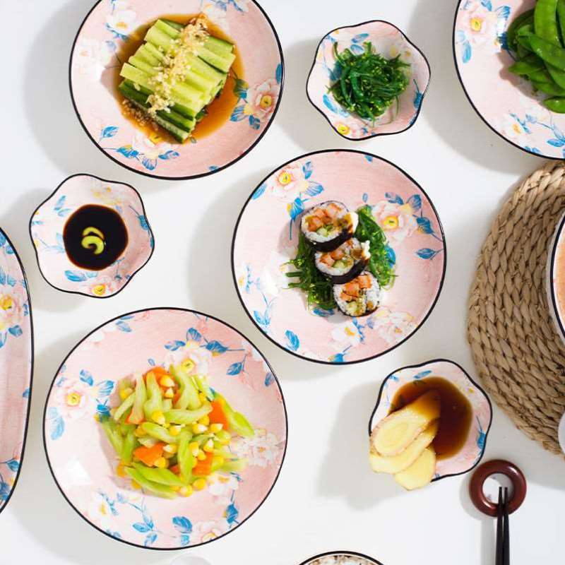 山岛家居日式花季碗碟套装陶瓷餐具碗盘碗筷组合礼盒装套装家用