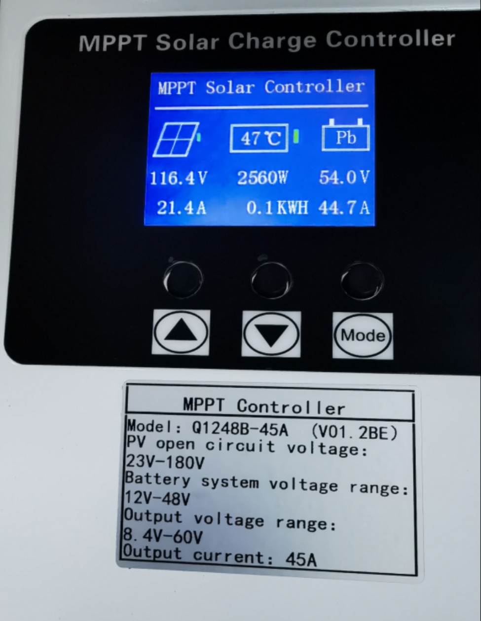 外贸英文版12V 24V 48V 45A MPPt太阳能控制器  蓄电池锂电池通用