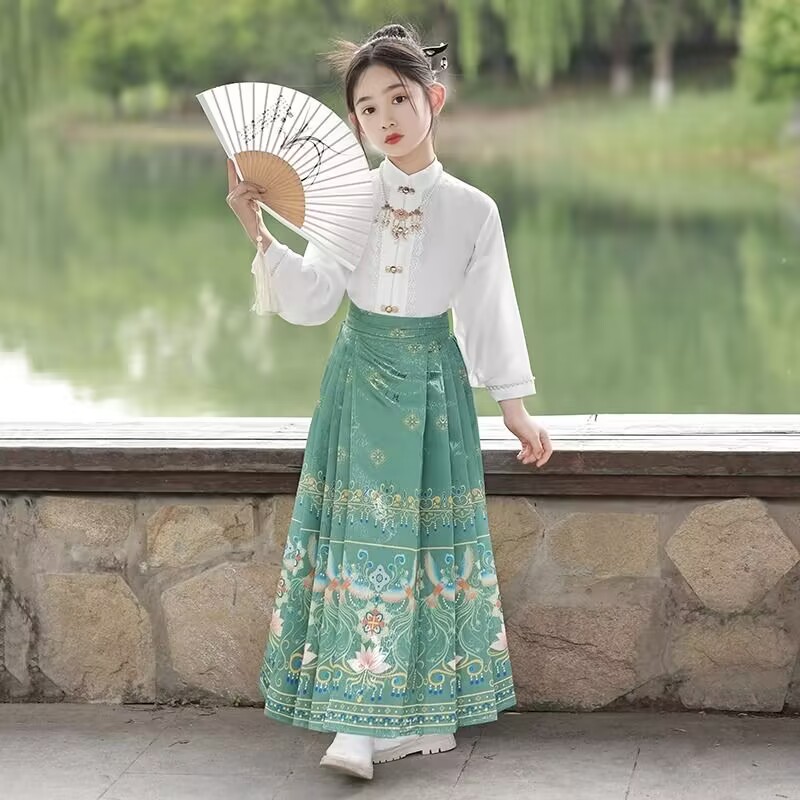 儿童马面裙女童春秋款中国风新中式套装小女孩演出唐装童装女大童