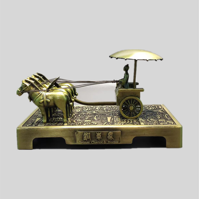 兵马俑铜车马摆件西安特色旅游纪念品中国风金属工艺品马车礼物品