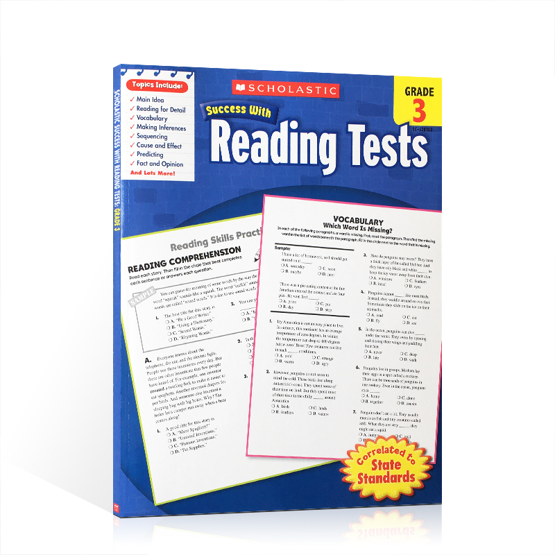 现货 英文原版 学乐成功系列 美国小学三年级阅读测试练习册附答案 SCHOLASTIC SUCCESS WITH Reading Tests Grade 3