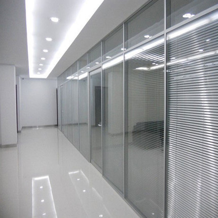 湖南长沙新款办公室隔断墙单层钢化玻璃隔断双玻百叶隔音墙定制