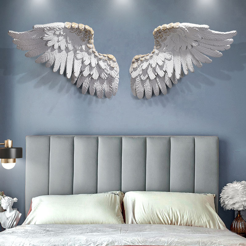 北欧轻奢立体羽毛翅膀壁挂客厅沙发背景墙墙面装饰酒店卧室挂饰品