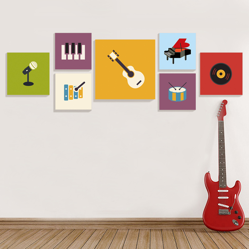 吉它装饰画音乐教室挂画琴行乐器壁画钢琴架子鼓墙面琴房墙面布置