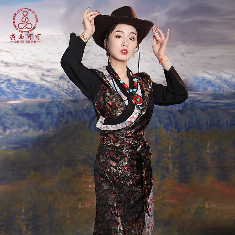 密西可可藏式假两件西藏服藏族服装女民族风博拉锅庄裙旅拍藏装