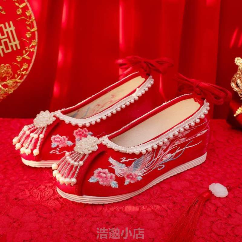 汉服,鞋软底风秀禾中式绣花鞋女款手工中国布鞋古装古风鞋子婚鞋