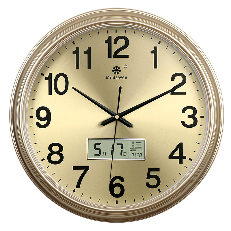 七王星客厅大尺寸挂钟电子钟表家用时钟挂表现代简约静音石英钟表