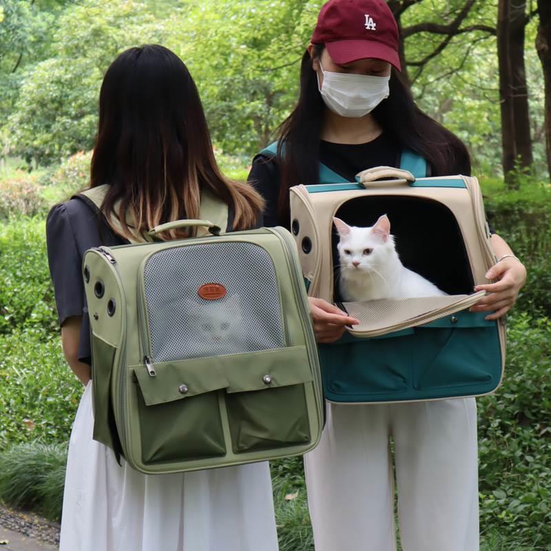 猫外出双肩猫便包携背包猫咪宠物包大号书包帆布夏季装狗狗透气