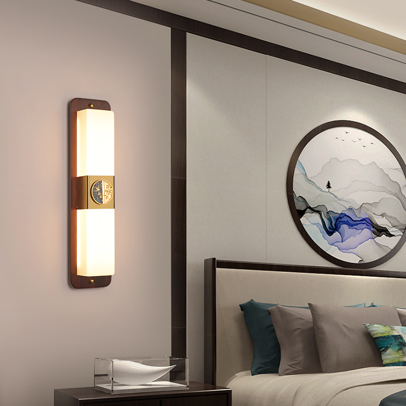 现代新中式壁灯实木禅意客厅电视背景墙楼梯过道卧室床头灯中国风