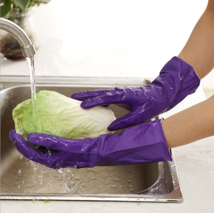 家萱洗碗丁腈手套女防水家务舒适耐用洗衣防切割清洁植绒橡胶加厚