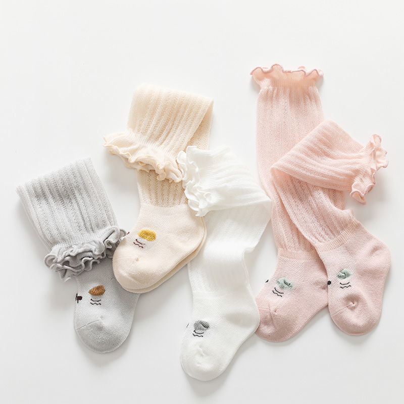 夏季婴儿袜子薄款宝宝防蚊袜过膝新生儿网眼透气不勒腿空调袜可爱