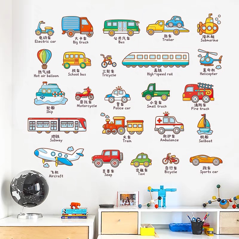 英语角布置单词贴纸儿童房墙面装饰环创幼儿园教室图书角字母墙贴