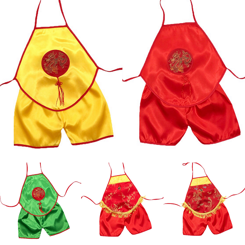 六一男女儿童演出服幼儿园丝绸红色流苏肚兜棉麻民族舞蹈服装中性