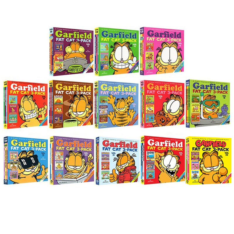 加菲猫英文原版漫画 合集 39个故事三合一 Garfield Fat Cat 3 Pack 经典趣味幽默漫画 儿童图画故事书 Jim Davis进口原版书籍