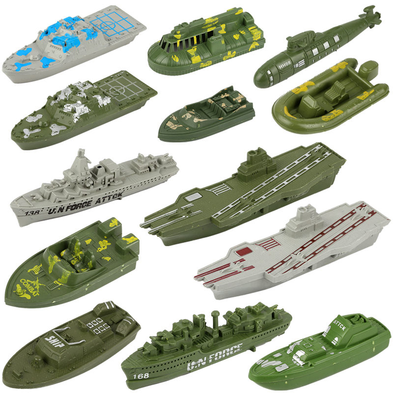 兵人军事模型船舶军舰驱逐航空母舰快艇儿童玩具沙盘场景心里道具