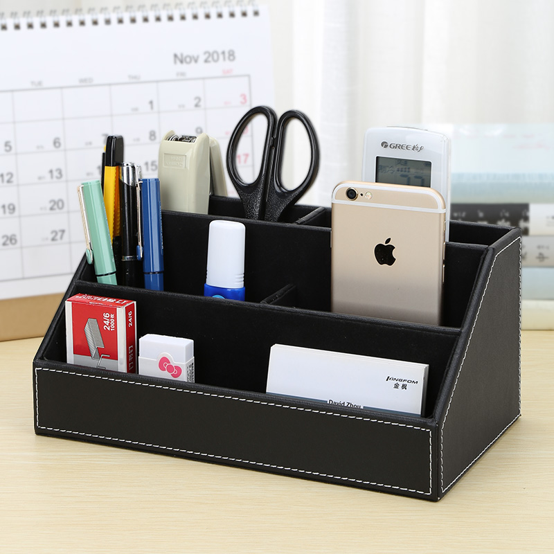 悦利文具笔筒五格方形桌面物品整理盒创意大容量多功能简约现代可