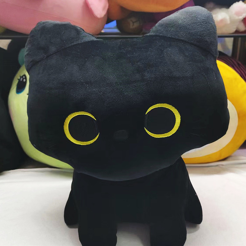 工厂直销跨境黑猫创意毛绒玩具乖乖猫可爱怪猫超萌抱枕床上礼