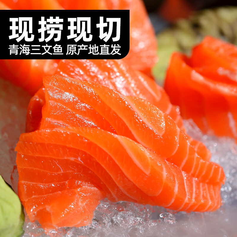 龙羊峡冰鲜鱼块200g*2盒 中段青海三文鱼国产虹鳟鱼可刺身营养